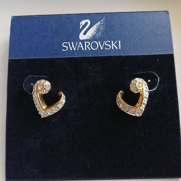 Swarovski gold tone open heart earrings - Picture 2 of 5